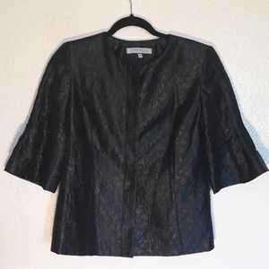 Anne Klein 12P Black Button Up 3/4 sleeve Blazer